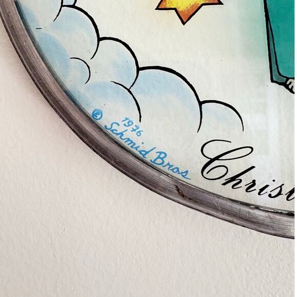 Vintage 1977 Christmas Angel Stained Glass Hanging Ornament Retro Holiday Decor - Picture 3 of 5